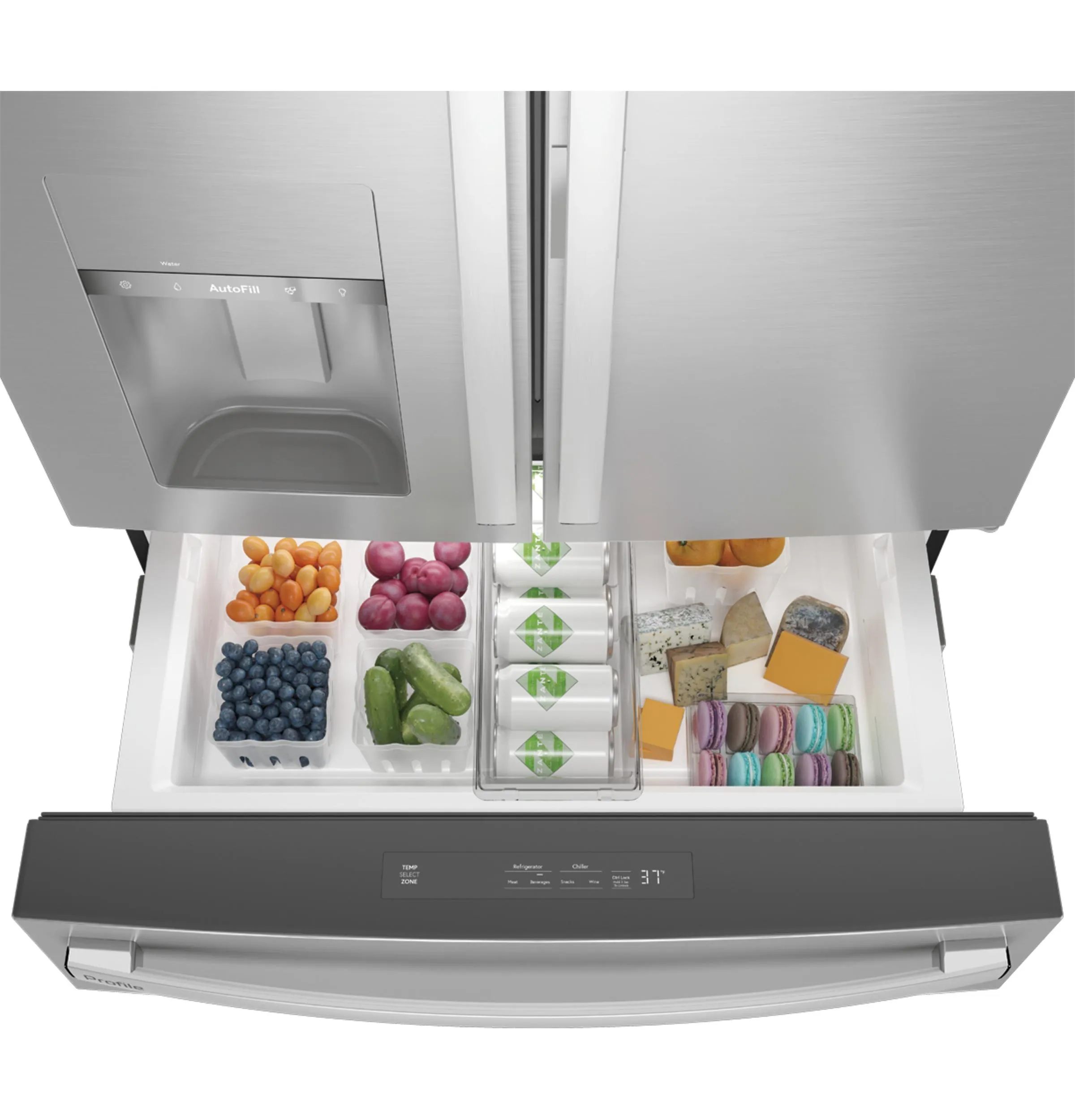 PVD28BYNFS GE Profile™ ENERGY STAR® 27.9 Cu. Ft. Smart Fingerprint Resistant 4-Door French-Door Refrigerator with Door In Door