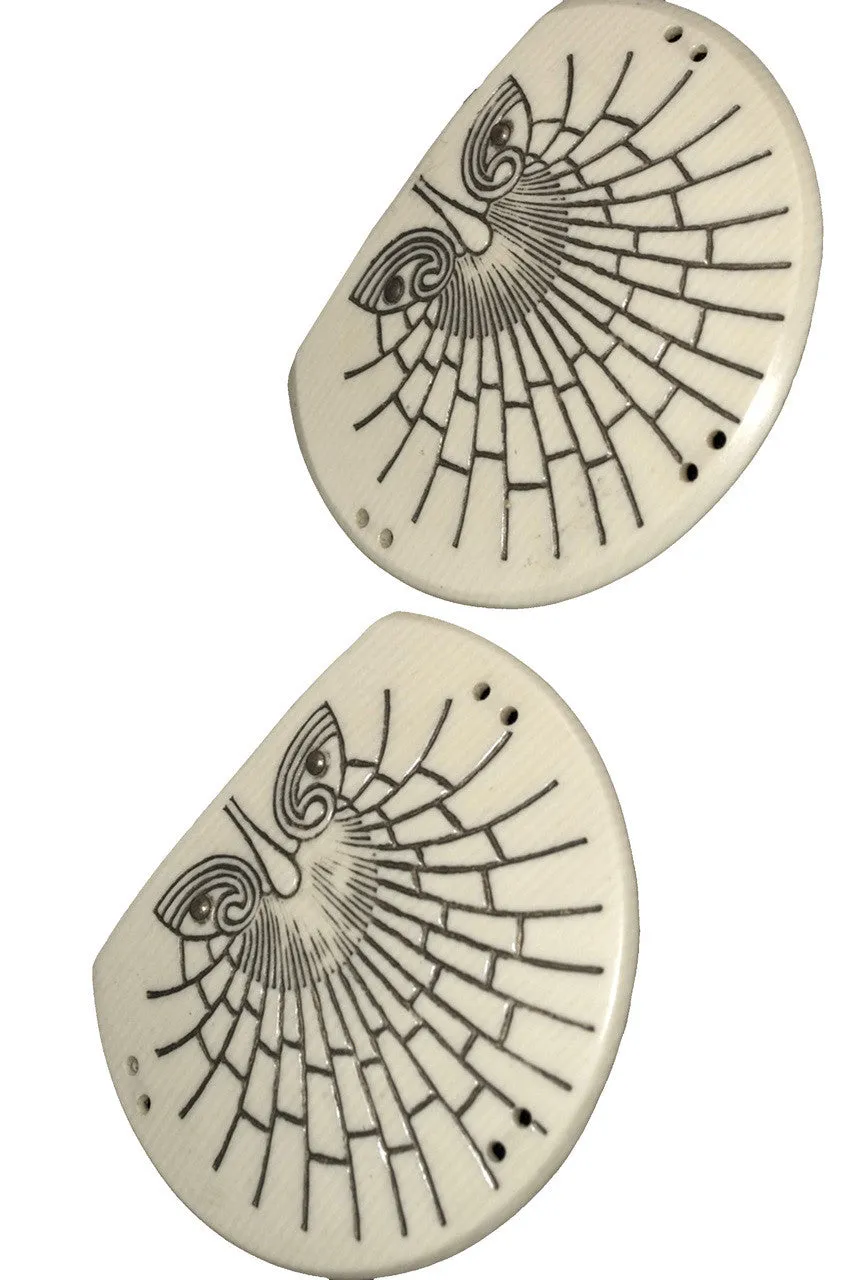 Rare art deco 2 piece abstract owl buckle