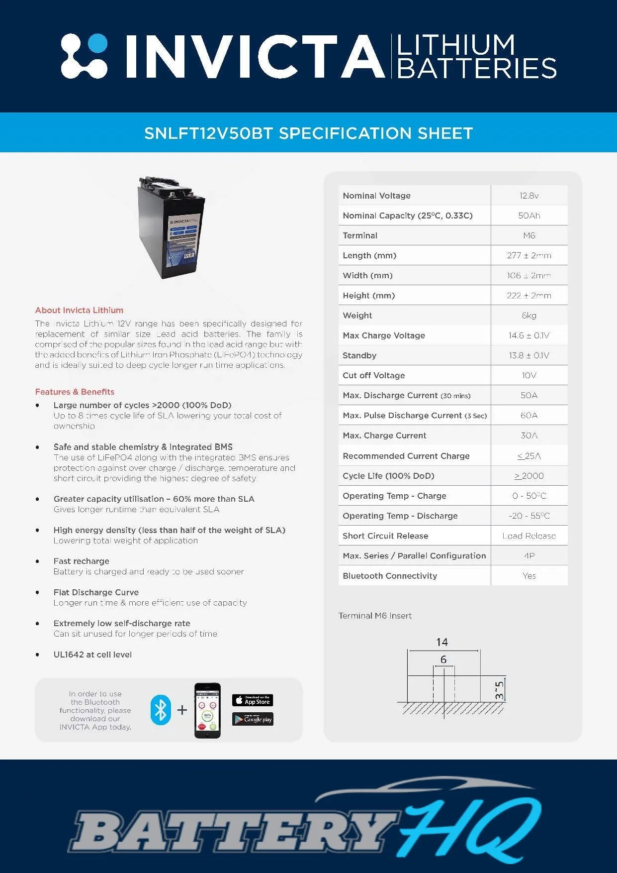 SNLFT12V50BT Invicta Lithium