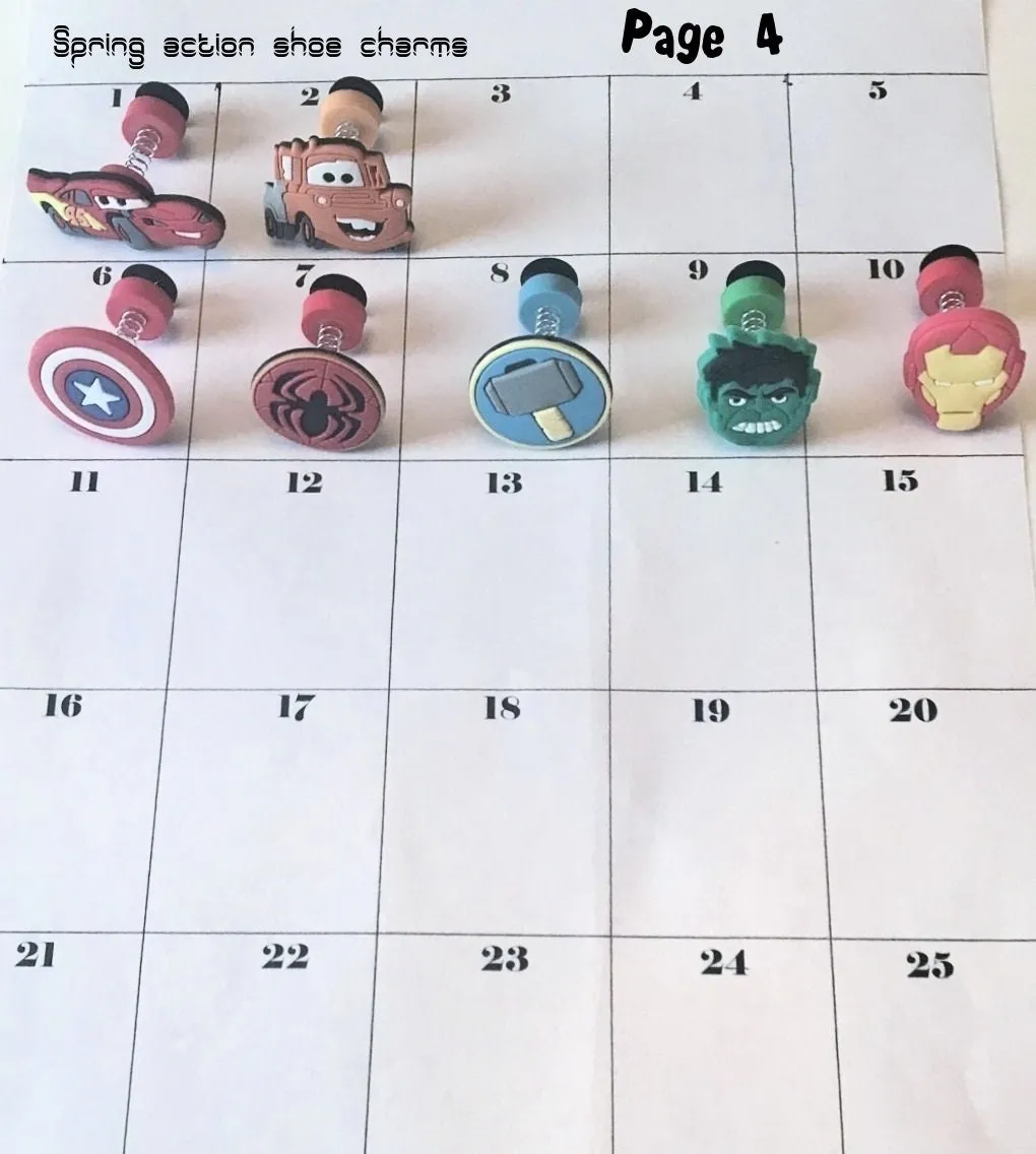 Spring action shoe charms-shake-swing-cartoon and movie themed