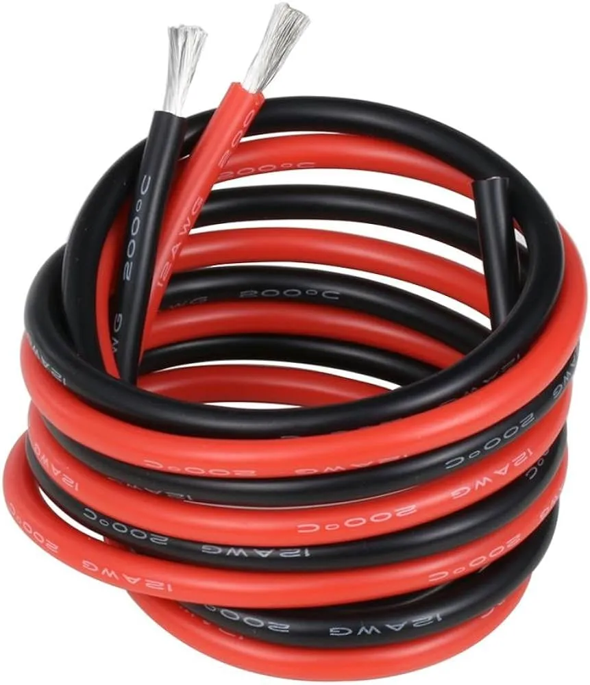 Super Flexible Silicone Wire (12 GUAGE WIRE , 2M Red   2M Black)