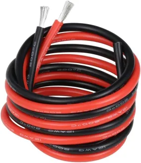 Super Flexible Silicone Wire (12 GUAGE WIRE , 2M Red   2M Black)