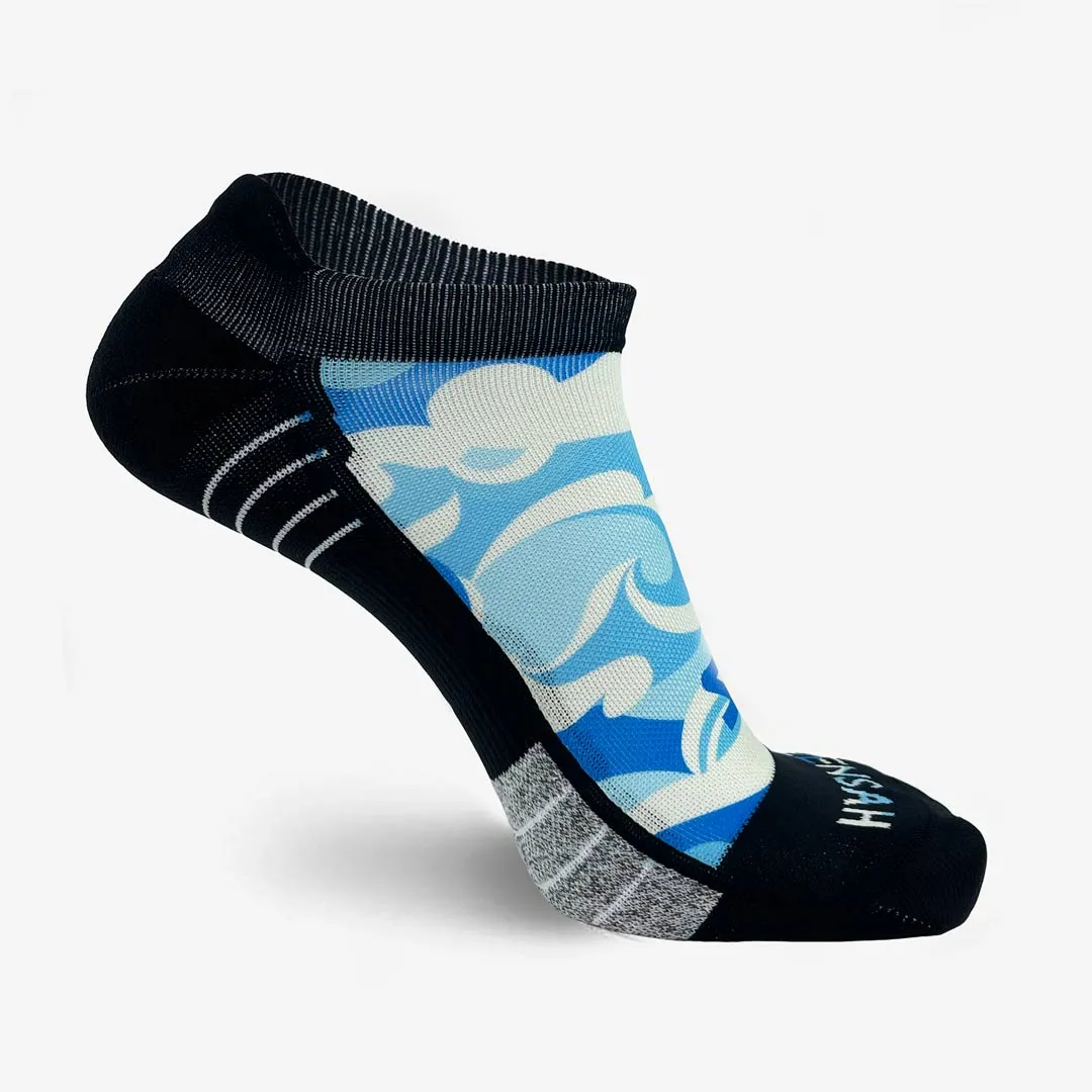 Tropical Surf Waves Running Socks (No Show)