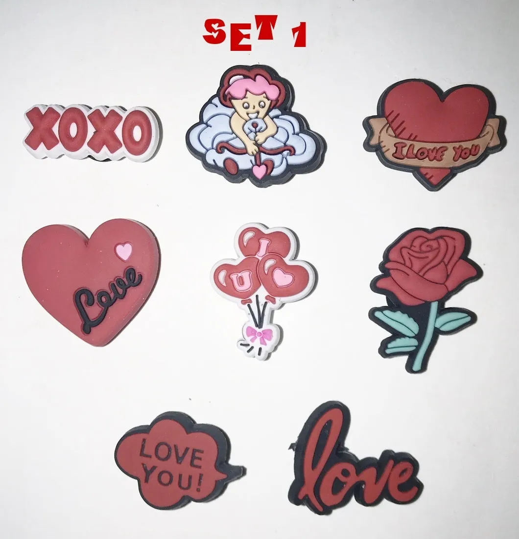 Valentine's Day themed shoe charms
