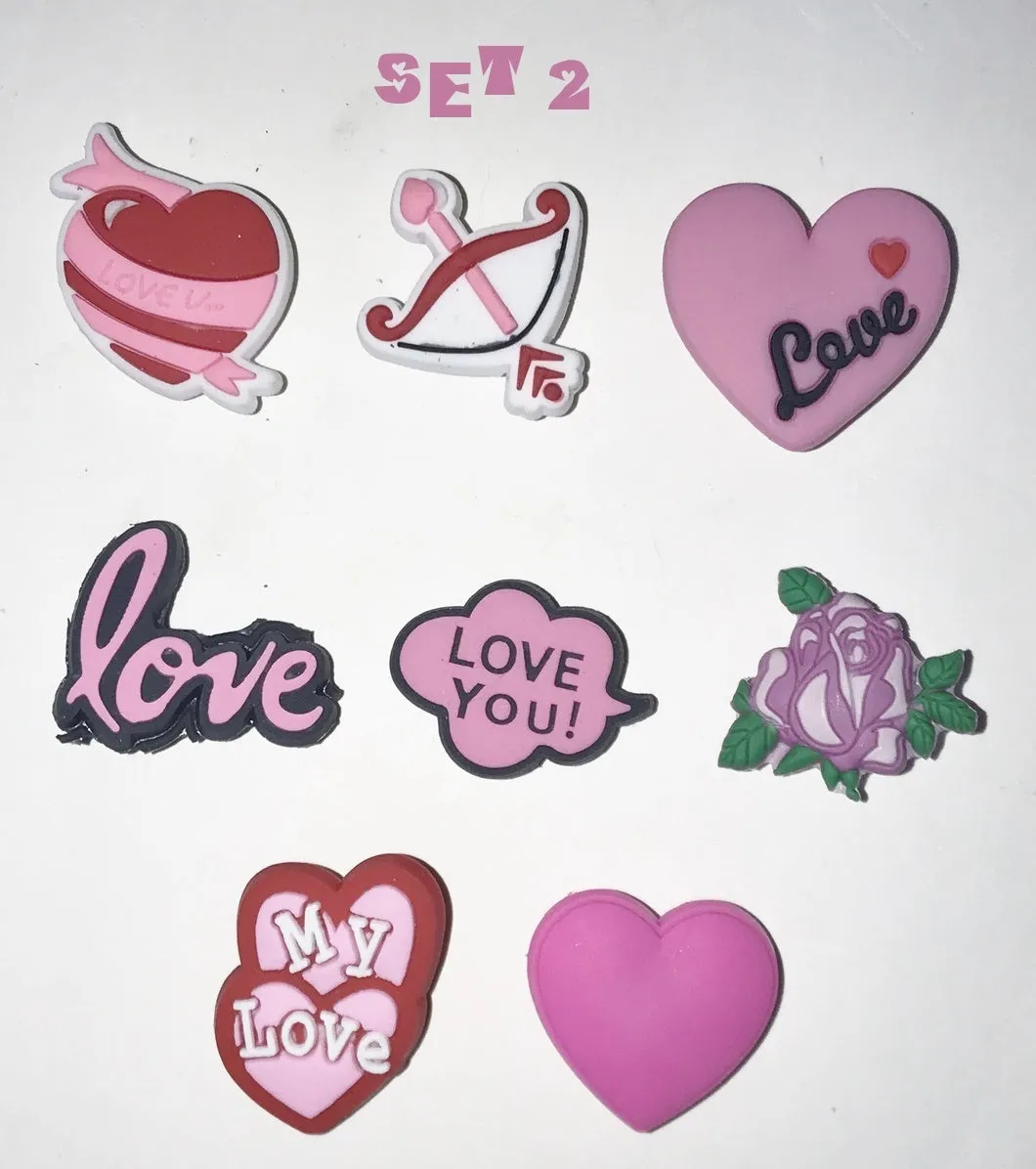 Valentine's Day themed shoe charms