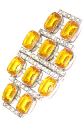 Vintage Czechoslovakia Glass & Rhinestone Sash Belt Buckle