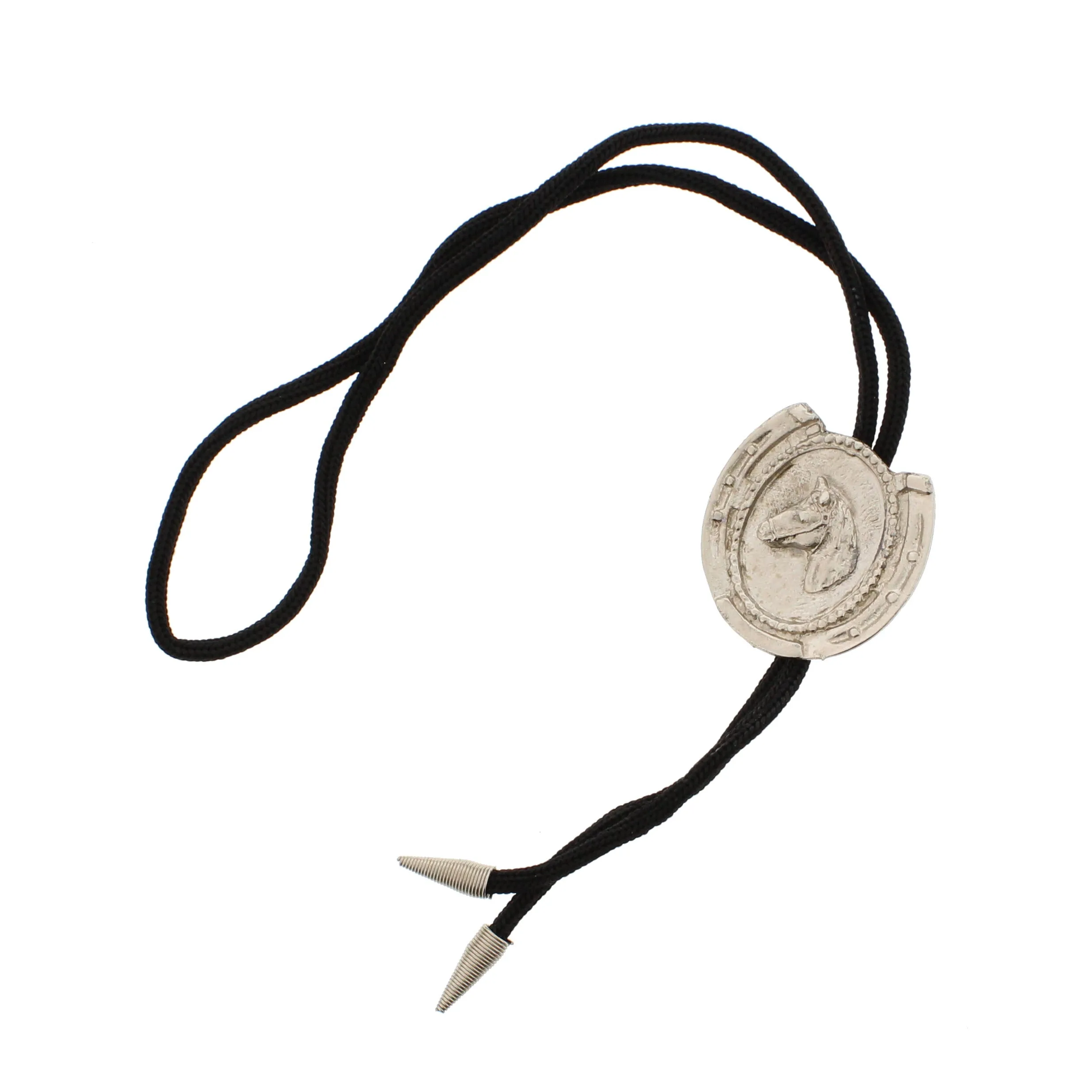 Vintage Silver Horse in Horse Shoe Western Bolo Tie