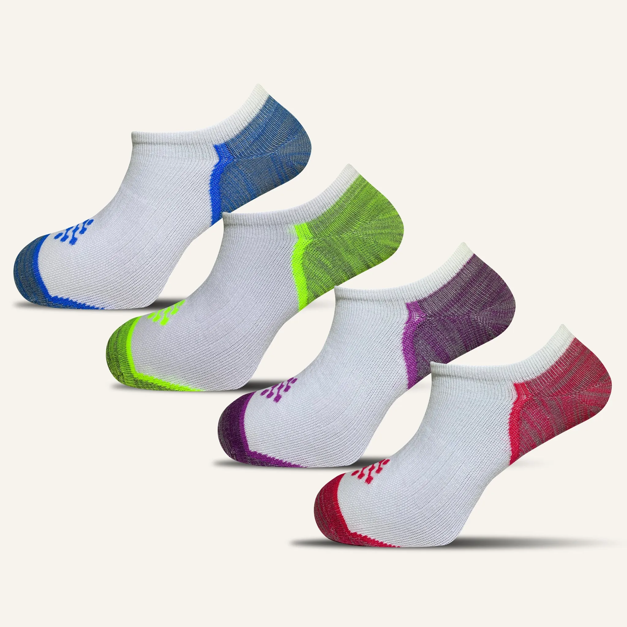 Women's Colorful Athletic Ultra Light Liner Socks- 4 Pair