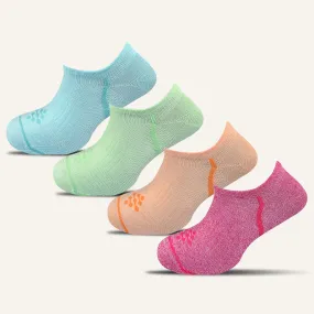 Women's Colorful Athletic Ultra Light Liner Socks- 4 Pair